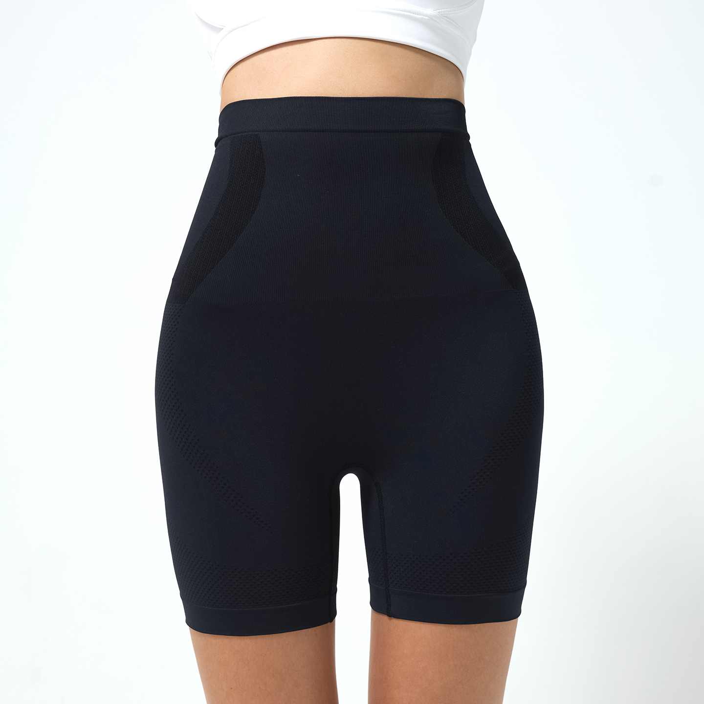 Casual Cycling Shorts with High Waist and Stretch Fabric