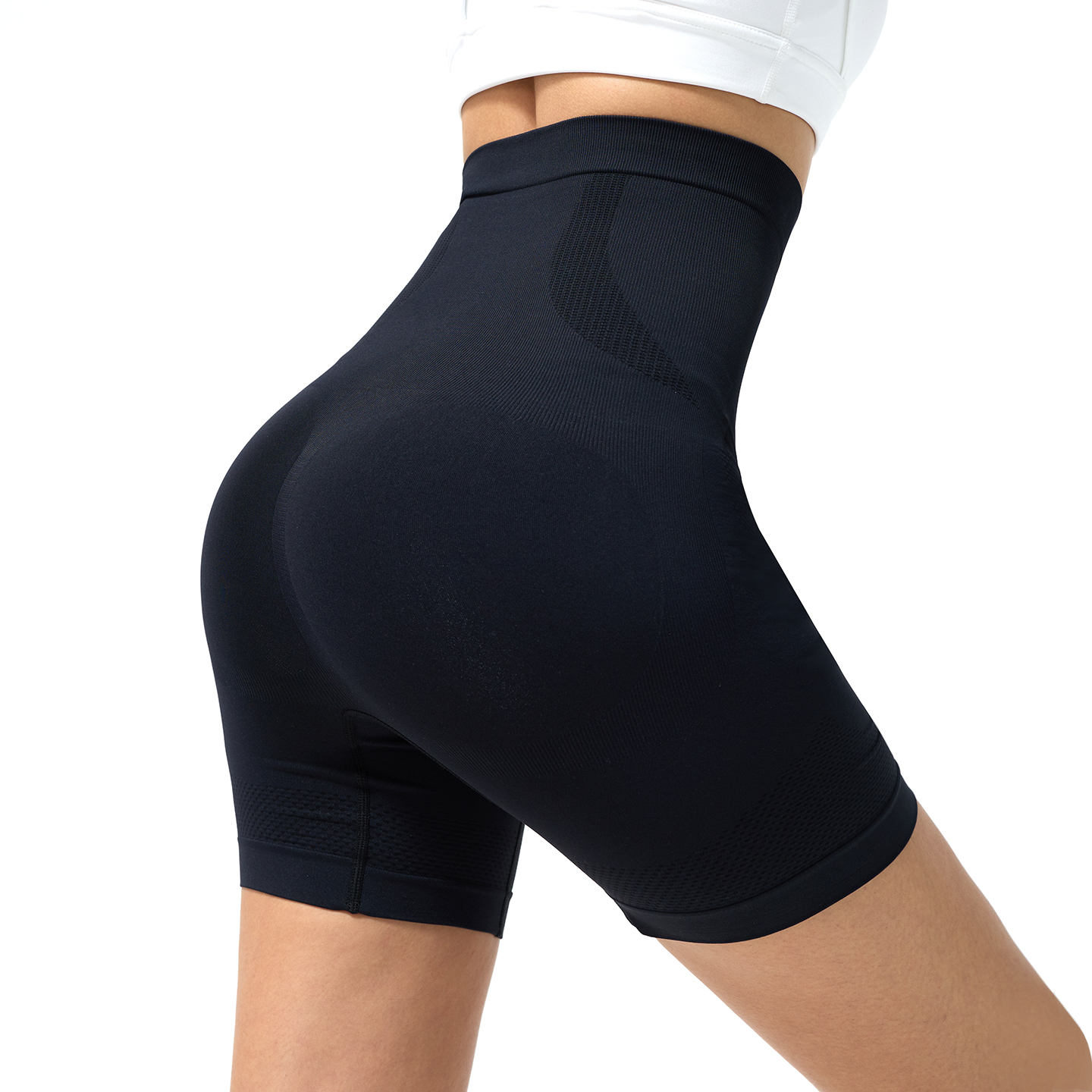 Casual Cycling Shorts with High Waist and Stretch Fabric