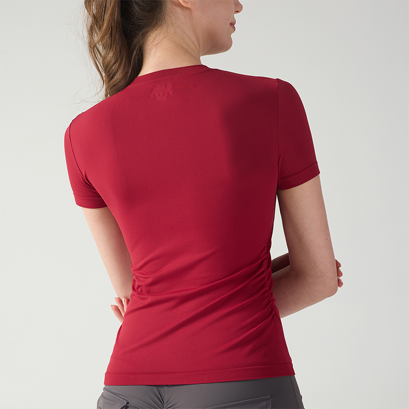 Sports Short Sleeves with Slim Fit Ruched Waist and Stretch Fabric