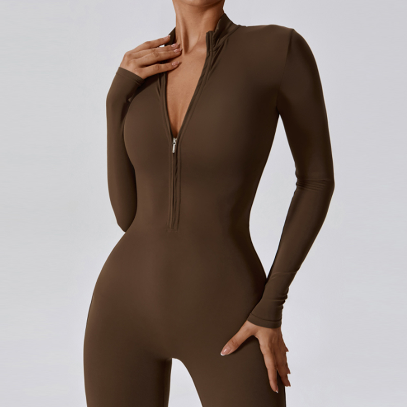 Adjustable Turtleneck Zipper Sports Yoga Jumpsuits
