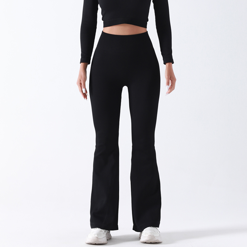 High Waist Yoga Flared Pants with Tummy Control and Stretch Comfort