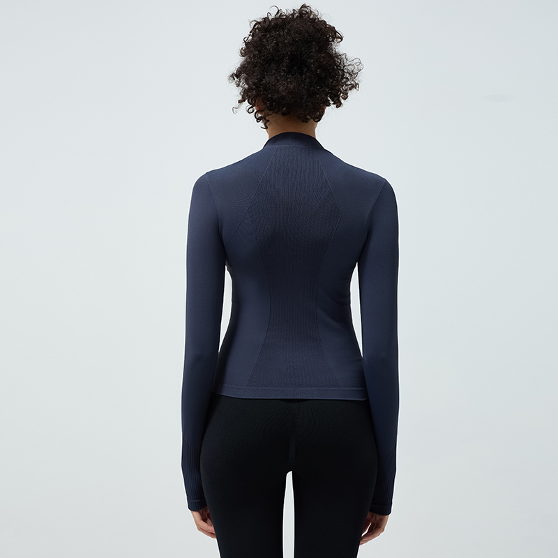 Autumn And Winter Dark Blue High Elastic Sports Long Sleeves