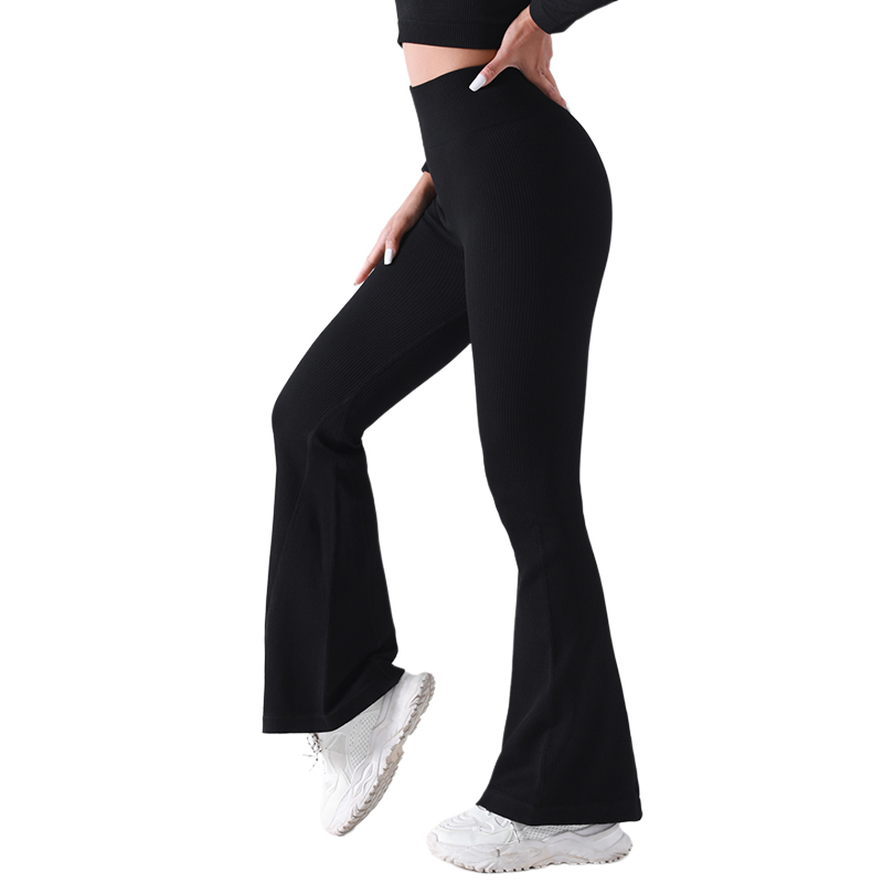 High Waist Yoga Flared Pants with Tummy Control and Stretch Comfort