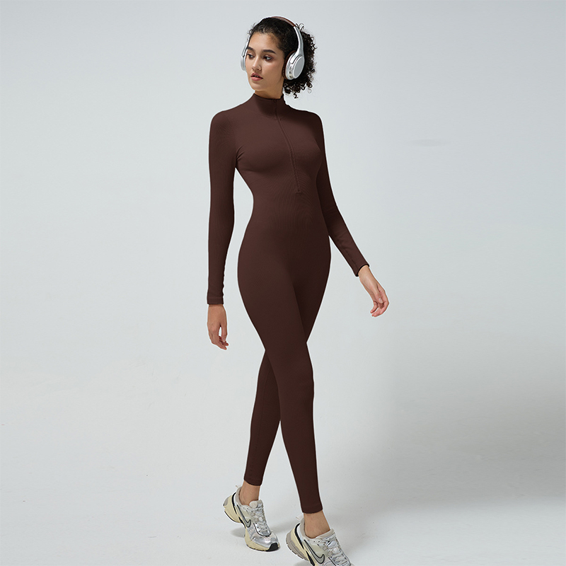 Adjustable Turtleneck Zipper Sports Yoga Jumpsuits