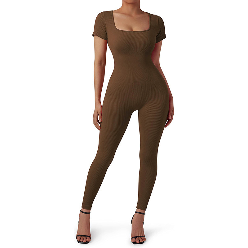 One-Piece Sports Yoga Jumpsuit with Breathable Stretch Fabric