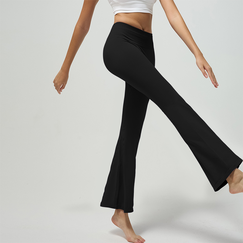 Moisture-Wicking Yoga Flared Pants with Curve Hugging Fit