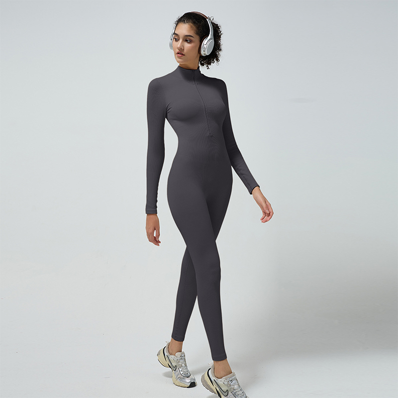 Adjustable Turtleneck Zipper Sports Yoga Jumpsuits