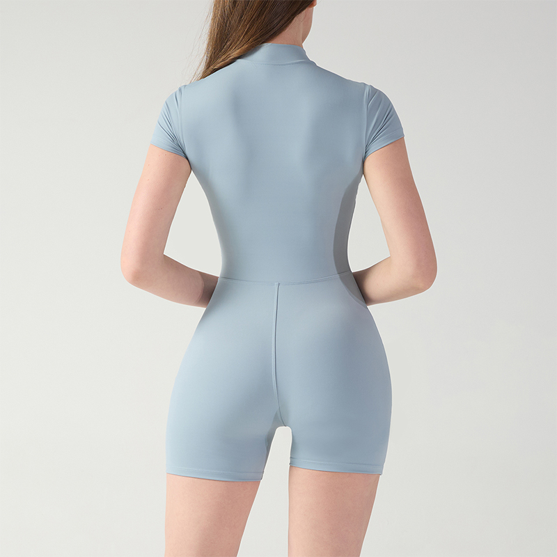 Stand Collar Half Zip Tight Waist Sports Yoga Jumpsuits