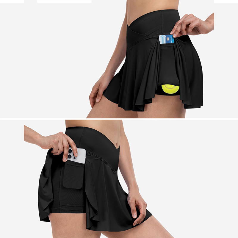 Sports Tennis Skirt with Side Phone Pocket for Women