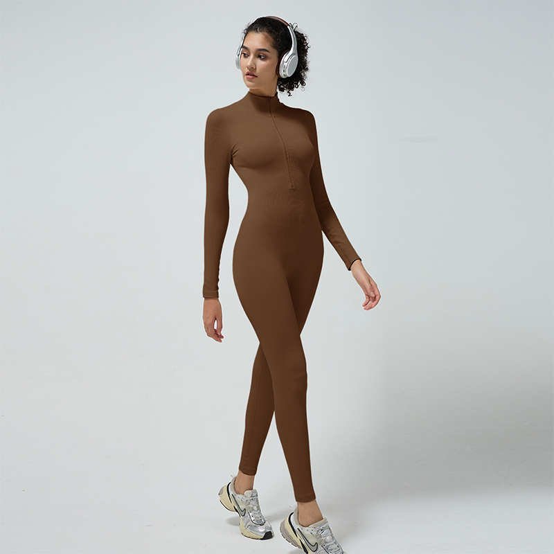Adjustable Turtleneck Zipper Sports Yoga Jumpsuits