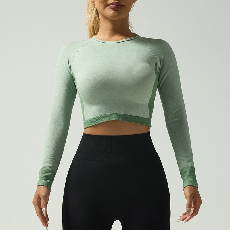 Light Green Short Slim Fit Sports Long Sleeves For Training