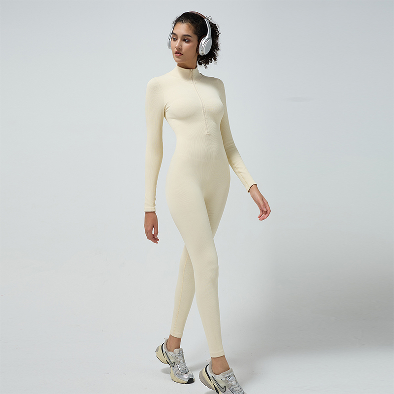 Adjustable Turtleneck Zipper Sports Yoga Jumpsuits
