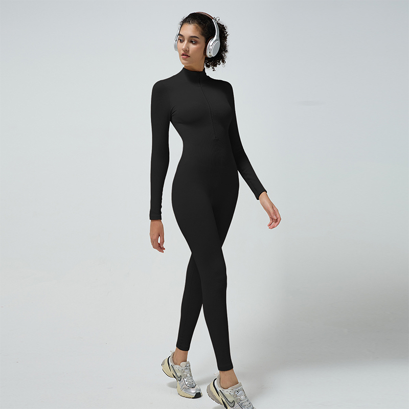 Adjustable Turtleneck Zipper Sports Yoga Jumpsuits