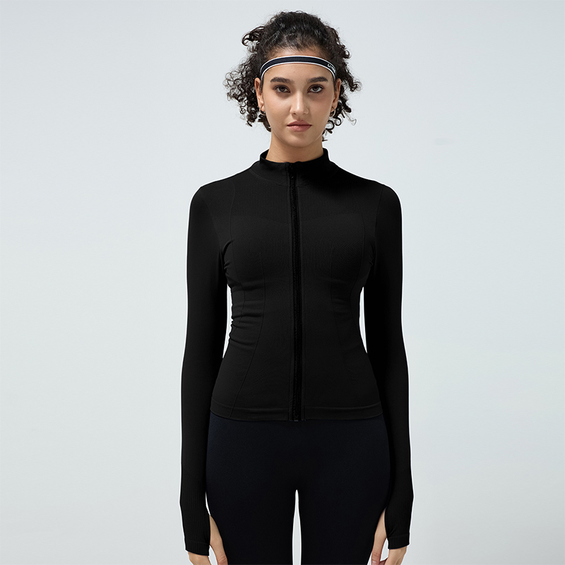 Autumn And Winter Dark Blue High Elastic Sports Long Sleeves