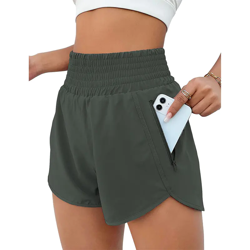 Multi-Purpose Women's Fitness Shorts with Zipper Pocket